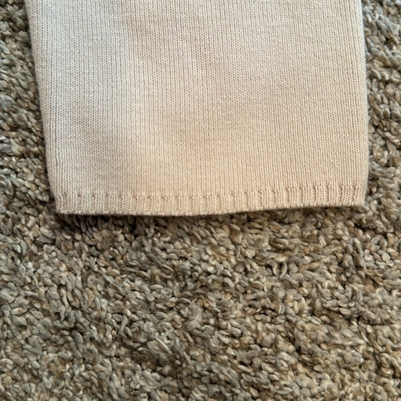 Ann Taylor Sweater 3/4 sleeves open knit yoke at shoulders khaki large - Picture 5 of 5